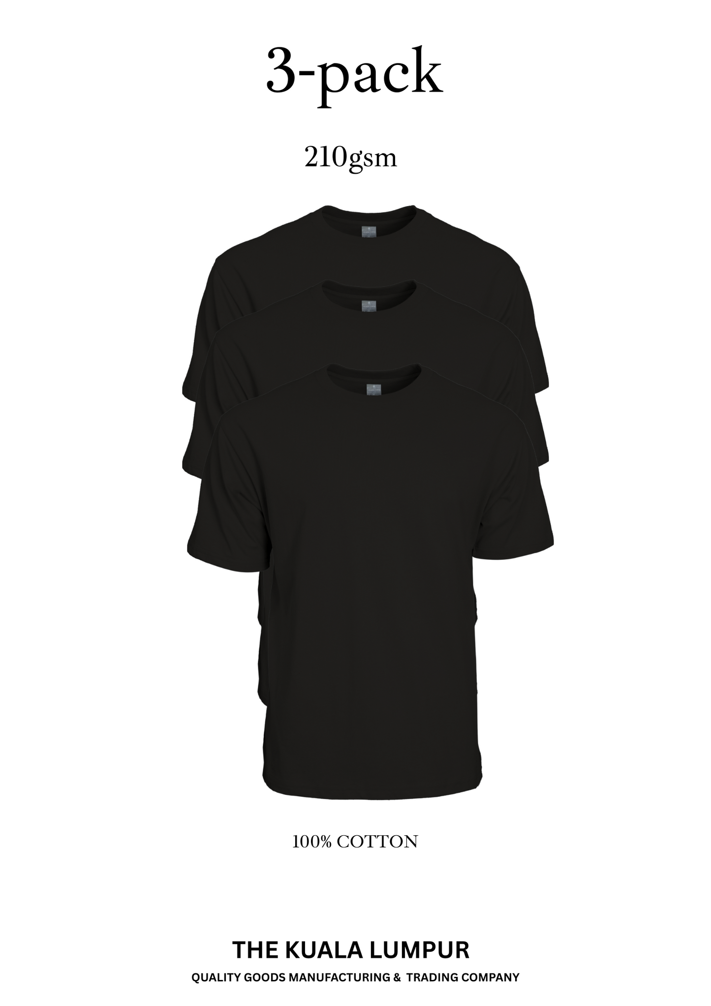 The Middleweight Shirt - "BLACK." : 3-Pack