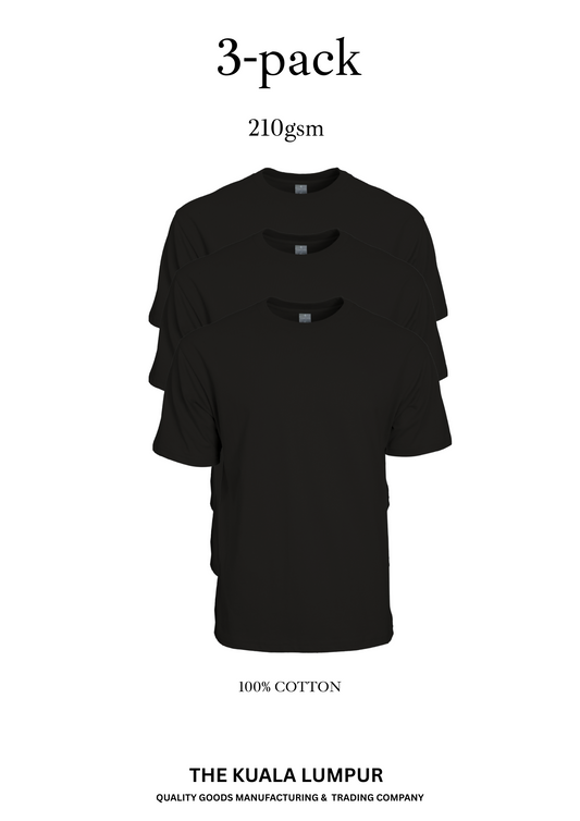The Middleweight Shirt - "BLACK." : 3-Pack